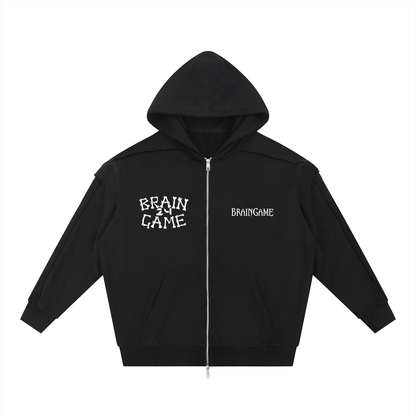 BG “Classic” Raw Edge Double Layered Zip Hoodie