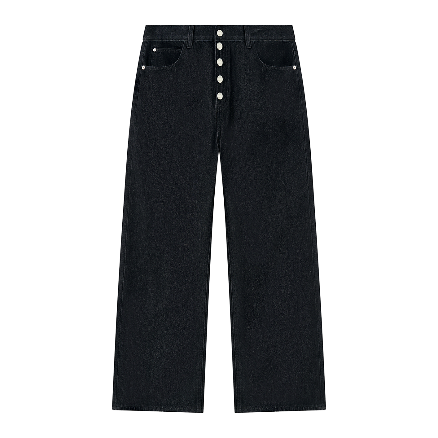 BG Men's “Buttons” Vintage Wash Wide Leg Denim Jeans