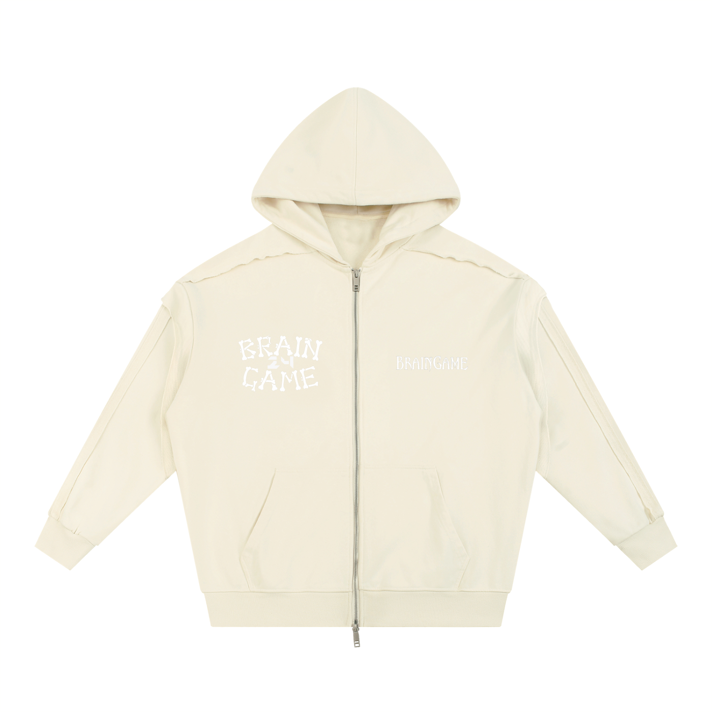 BG “Classic” Raw Edge Double Layered Zip Hoodie
