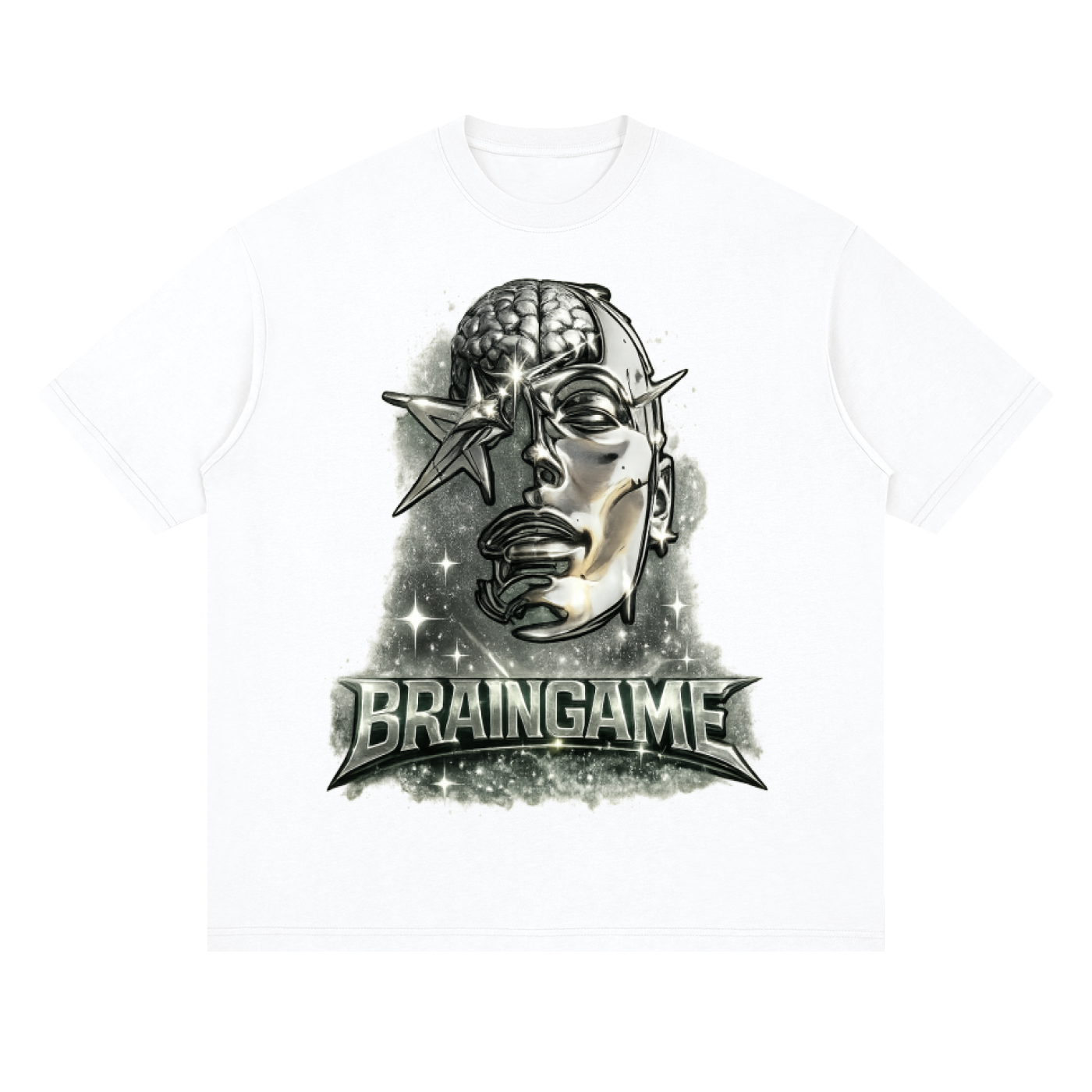 BG “Silver Surf” Streetwear Loose Drop Shoulder T-Shirt