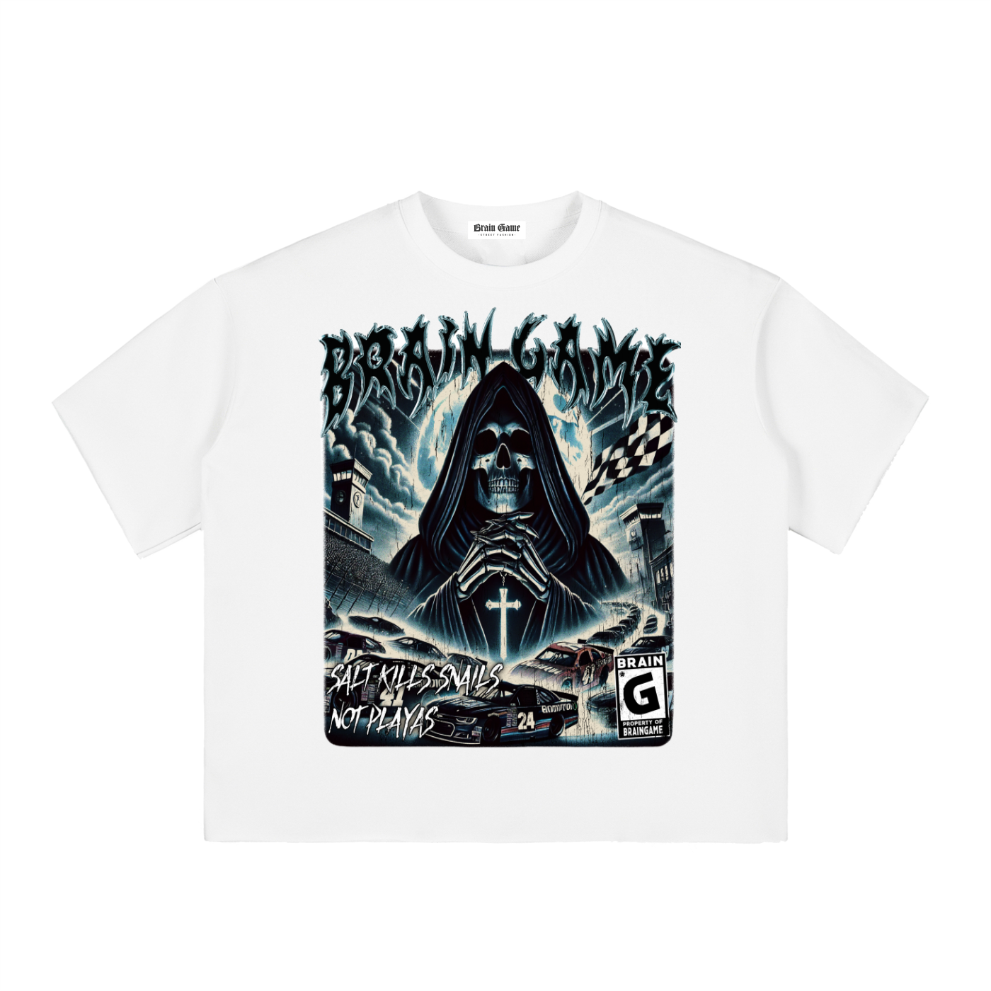 BG “To Live” Boxy Half-Sleeve Raw-Edge T