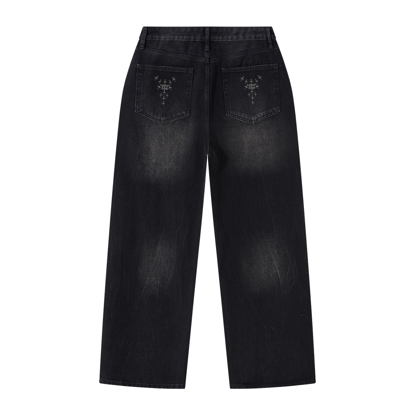 BG Men's Vintage Wash Wide Leg Black Jeans